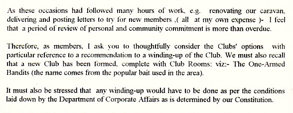 Excerpt from the President's Report for year ending 1994, January 1995